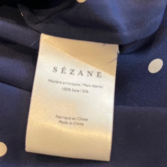 Polka Dot Navy Women's Silk Blouse by Sézane - Picture 6 of 6